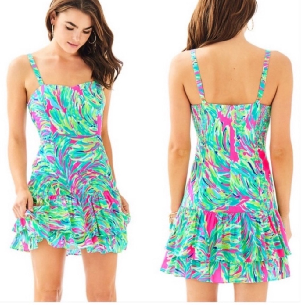 Lilly Pulitzer Morgana Green Pink fun flirty dress